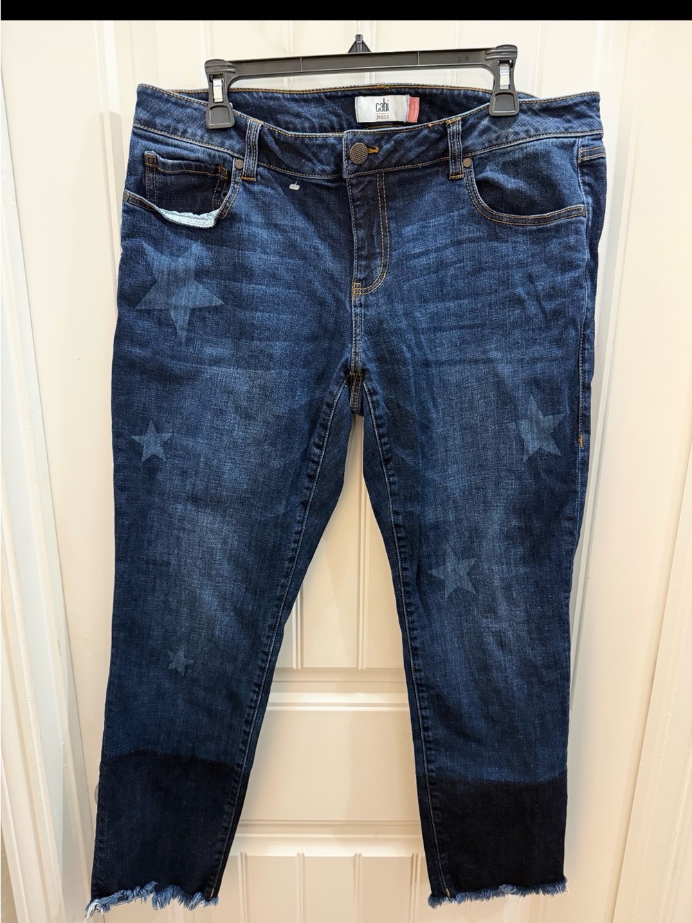 CAbi Dark Blue  Cropped Jeans with Raw Hem size 12